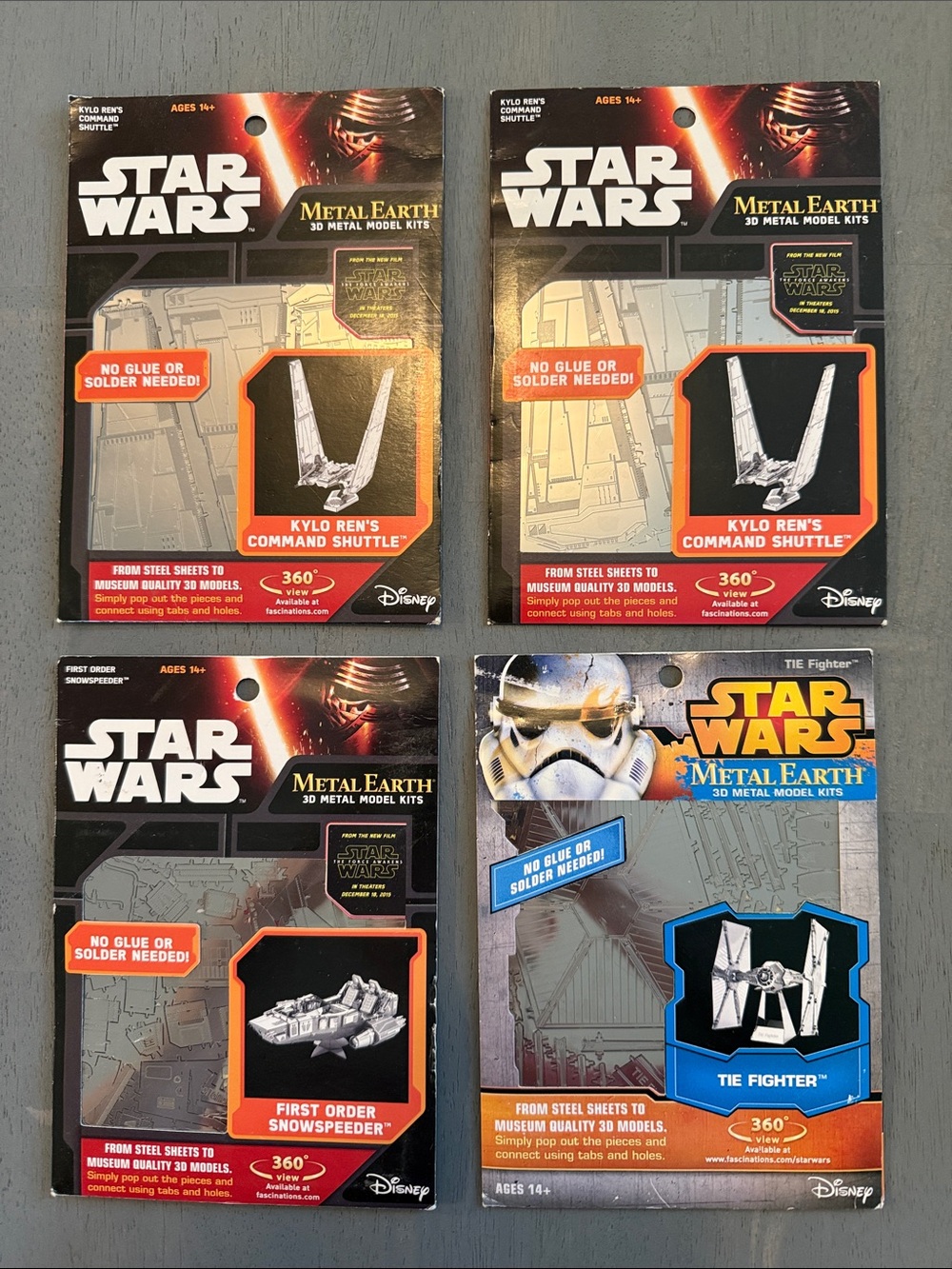 Star Wars Metal Earth 3D Model Kits - Command Shuttle, Tie Fighter, Snowspeeder